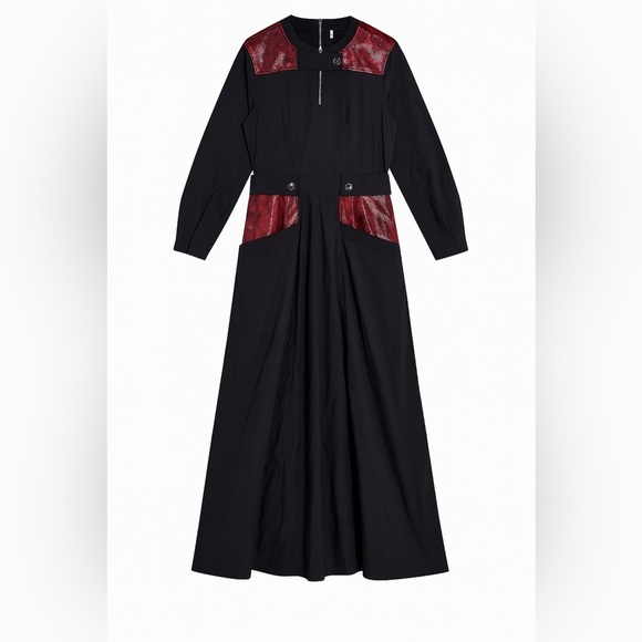 Tanya Taylor snakeskin pleated long sleeve maxi dress - Picture 1 of 4